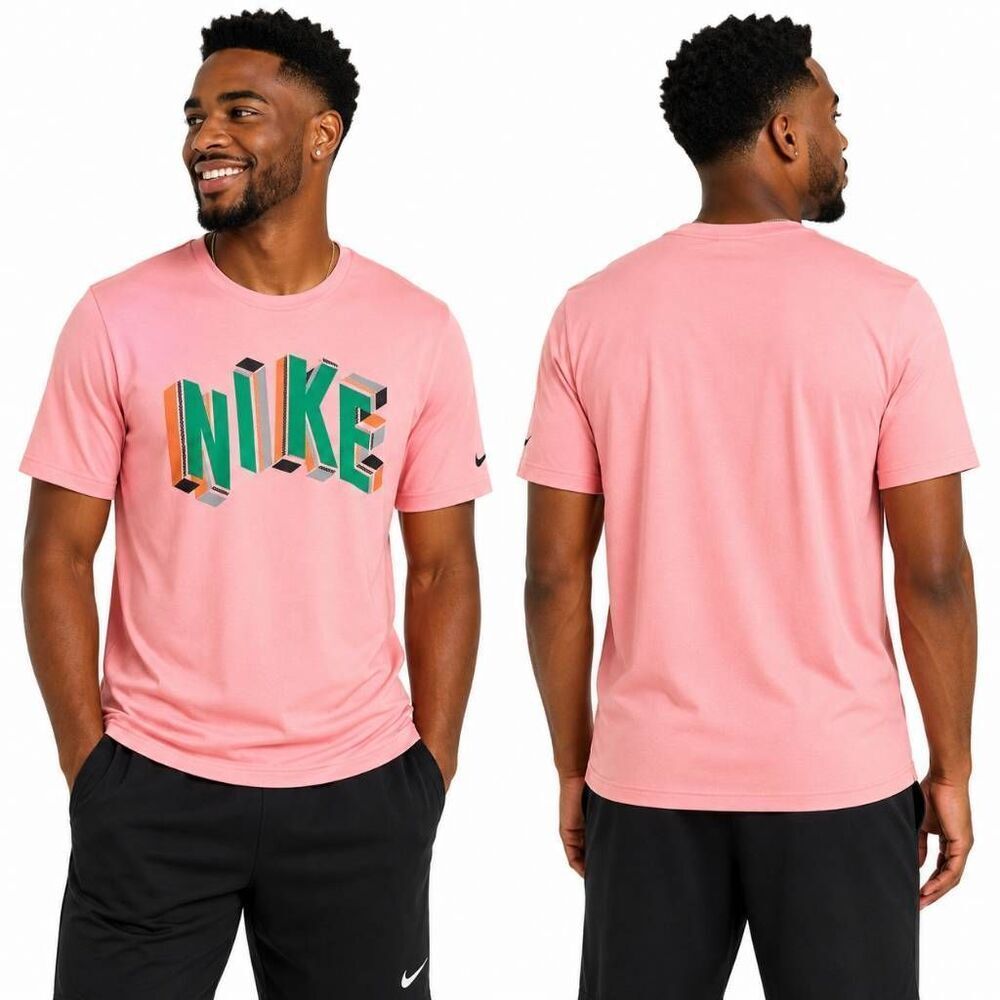 Nike Pro Dri-FIT Graphic Training T-Shirt Pink Mens L NWT